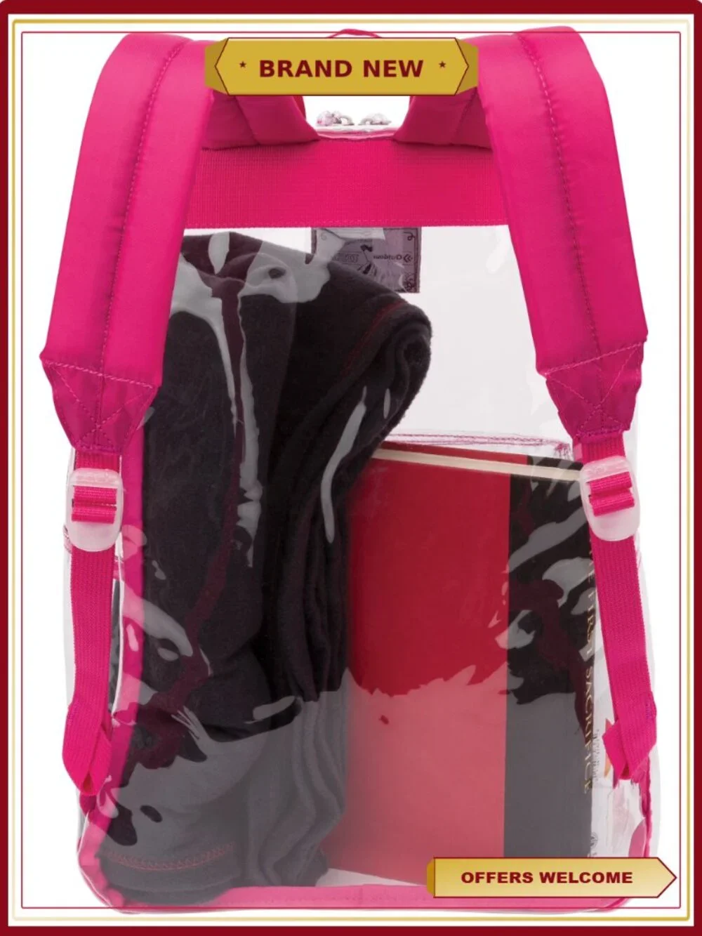 27L Clear Backpack Unisex Teens Durable Stadium Approved